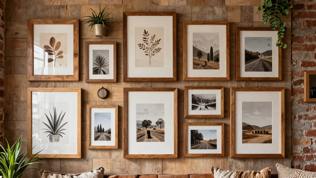 12 Natural Wood Frame Gallery Wall Ideas for a Warm Space
